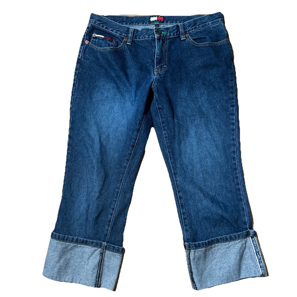 Vintage 2001‎ Tommy Hilfiger Jeans Women's 11 Blue Cuffed Capris Medium Wash Y2K